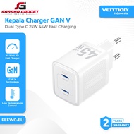 VENTION FEFW0-EU Charger Head Adapter GAN V Technology Dual Type C 45W Super Fast Charging PD Power 