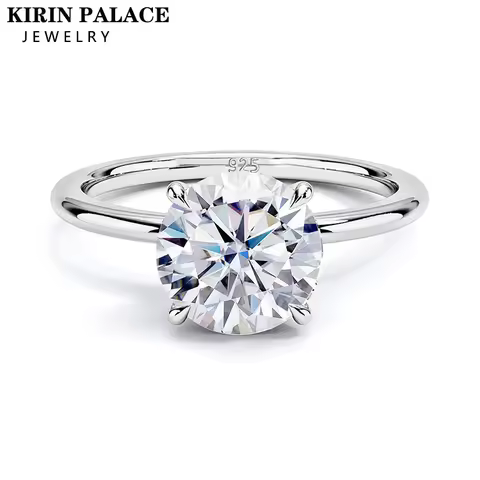 Kirin Palace 3CT 2CT 1CT Moissanite Ring for Women Yellow/White Gold 9mm Round Cut D/VVS1 Solitaire 