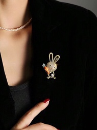 1入組可愛的卡通胡蘿蔔、閃閃發光的情書和兔子造型胸針,適用於女性的日常使用/復活節禮物/服裝領口/袖子的派對裝飾