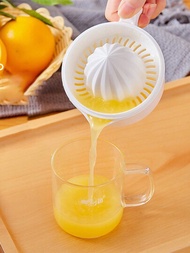 1入白色家庭手動榨汁杯,柑橘檸檬水果榨汁機便攜式果汁壓榨機