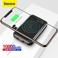 original genuineBaseus 10000mAh Qi Wireless Charger Power Bank USB PD Fast Charging Powerbank Portable External Batter