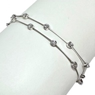 Double-strand diamond bracelet, total 1.06ct, K18WG white gold, 6.9g, 16.5cm, women's. [Used]