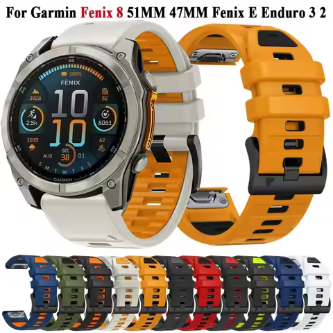 20mm 22mm 26mm silicone strap for Garmin Fenix 8 7X/6X/Pro/7S Breathable replacement wristband for G