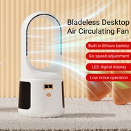 USB Electric Bladeless Table Fan 1200mAh Rechargeable Home Appliances Wireless Cooling Ventilator 6 Gear Wind Air Cooler Fan&amp;**&amp;