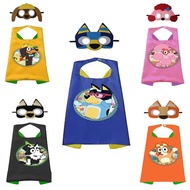 Limited 1set Bluey Cloak Mask Set Halloween Cartoon Character Party Cosplay Costume Mask Cloak Child