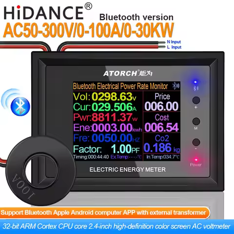 AT24CB AC300V 100A Digital Voltage Meter Power Energy Voltmeter Ammeter current Volt wattmeter detec