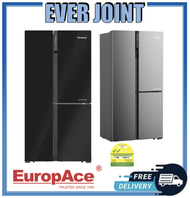 EuropAce ER 9552W [639L] Premium 3 Door Side by Side Fridge - Gun Metal || Glass Black