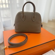 Hermès mini bolide 大象灰 金釦 W刻 山羊皮  99新 全配