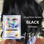 Original 100% (Black Color)Glow Wish Keratin Cellowax 3IN1 Shampoo Conditioner Hair Dye 30ml