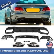 For Mercedes W212 E63 E Class 13-2016 Rear Diffuser E63 AMG Look W/Exhaust Tips