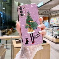 OPPO reno 3 pro OPPO reno 4 4G OPPO reno 5 OPPO reno 5 pro OPPO reno 7 New style 2022 2023 Christmas phone case for girl electroplate straight edge liquid silicone protective cover