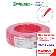 Dây Điện Đôi Mềm Oval Dẹp 2 Lớp Cách Điện Cadivi VCmo 2x2.5 mm2