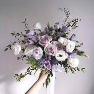 【鮮花】藍紫色玫瑰繡球自然風美式鮮花捧花