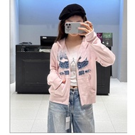 Japanese Single M Home 25 Early Autumn 2025 Autumn Casual Style Letter Hooded Drawstring Zipper Swea