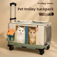 Pet Trolley Carrier 2-in-1: Trolley & Backpack - Large Capacity for Multi-Cats/Dogs
