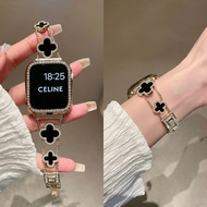 Clover Charm Strap for Apple Watch Series 10 9 8 7 6 SE Ultra 49mm Metal Bracelet Band Elegant Women