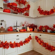 QINMEI Red Autumn Maple Leaves, Creative 1.7m Artificial Maple Garland, Hanging Vine Realistic Lifel