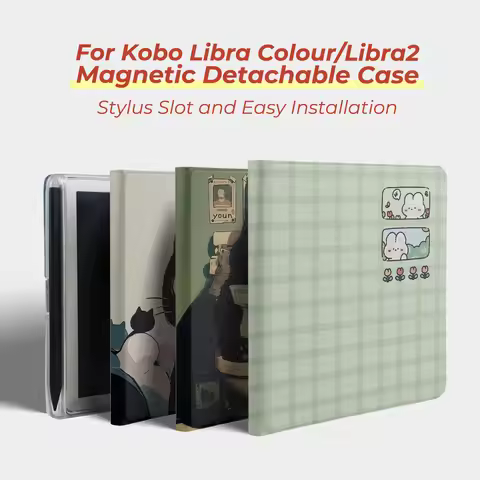 Twosheep suit for Kobo Libra Colour Kobo Libra2 Magnetic Detachable Case Cover with Stylus Slot Clea