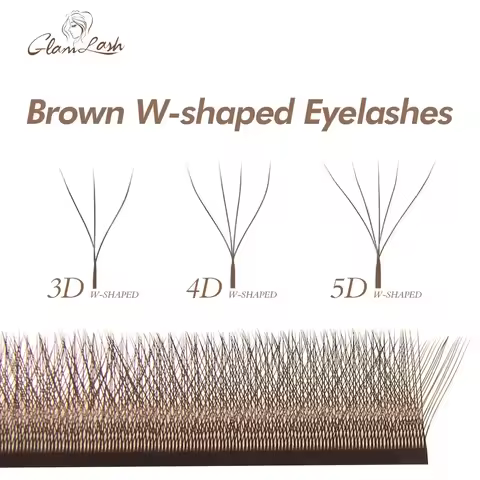 GLAMLASH Brown 3D 4D 5D Eyelashes C/D/L/LU/M Premade Volume Fan W Style Lashes Extension Makeup Tool