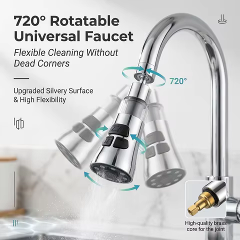 Kitchen Faucet Extender With Filter Function Universal 720° Rotate Aerator Splash Filter Washbasin F