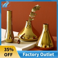 Nordic Home Office Desktop Decoration Luxury Vases Plated Gold Vase Dried Flower Vase Ceramic Vase Modern Mini Vase A