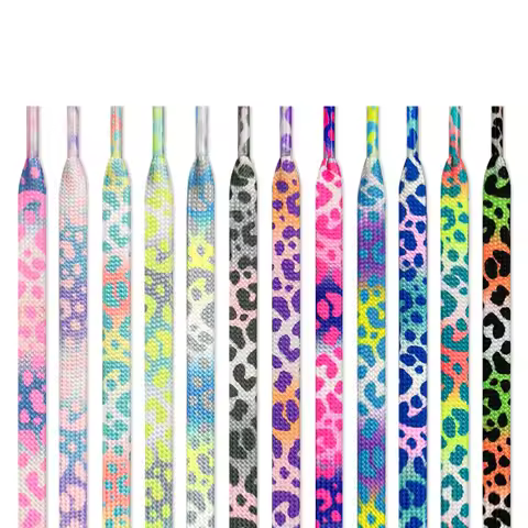 Fashion Flat Shoelaces for Sneakers Color Leopard Print Tie-dye Gradient Shoelace Rope Men Women for