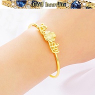 916gold four-leaf clasped bracelet, real 916gold lady, lucky grass bracelet, adjustable salehot