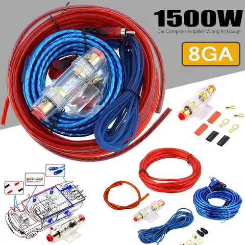 1500/2200W 8GA 60AMP Car Subwoofer Cable Universal Auto Power Amplifier Wiring Kit Car Audio Speaker