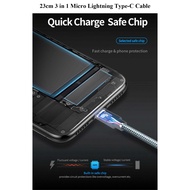 Short 23cm Multi Cable Micro iOS Type- Cable