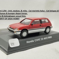 MERAH DIECAST KONAMI 1/64 HONDA CIVIC NOVA E-AH 1983 RED MOTUBA UNIT & STANDBASE CADATOYS