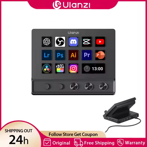 Ulanzi D200X 8 in 1 Stream Deck Keyboard 14 LCD Keys Stream Controler for Video Editing Game Live Co