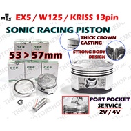 👍(+POCKET 2V/4V) OES SONIC PISTON TEBAL 53MM/54MM/55MM/56MM/57MM RACING PISTON MODIFY WAVE125 EX5 KR