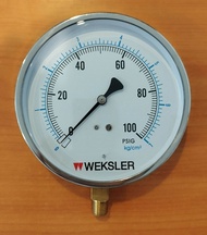 Weksler Pressure gauge Dial 4.5" Bottom brass 1/4" Dry แบบแห้ง