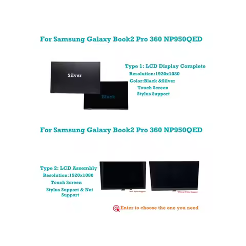 Brand New 15.6'' For Samsung Galaxy Book2 Pro 360 NP950QED-KC2US FHD OLED Screen Full Assembly Displ