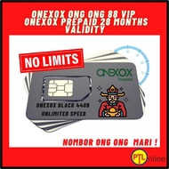 [READY STOCK] ONEXOX ONG ONG 88 VIP ✨ ONEXOX BLACK 44GB UNLIMITED SPEED 🎊 ONEXOX PREPAID 28 MONTHS V
