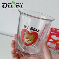 【OMORY】 吼答la~寬口潤緣玻璃杯/拿鐵杯/啤酒杯(300ML)- 小熊愛心(紅)