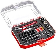 Geinxurn 34-Piece Tool Set with Storage Box, Includes 25/50 mm S2 Steel Magnetic Screwdriver Bits (T