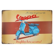 ป้ายสังกะสีวินเทจ It’s time to get out the VESPA, ขนาด 20x30 ซม