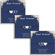 Best Friend Bracelets for 3, Friendship Bff Matching Heart Bracelet for Women Girls, Handmade Trio B