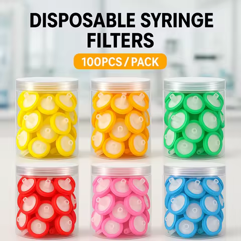 100PCS/Box Disposable Syringe Filters 13/25/33mm 0.22μm 0.45μm for Lab Use PES Nylon PVDF PTFE PP MC