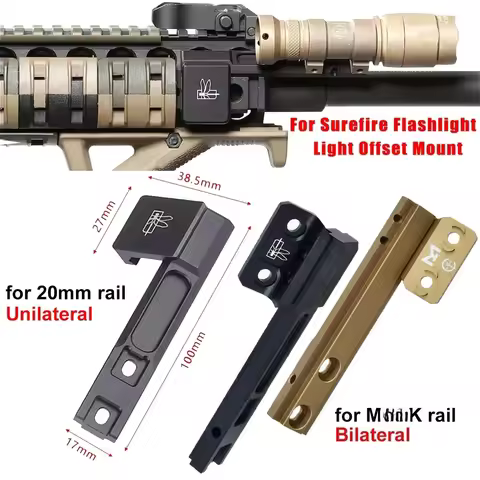 Flashlight Offset Mount Surefire Mount for Surefire M300B M600B M300C M600CFlashlight on 20mm Picati