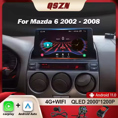 QSZN For Mazda 6 2002 - 2008 Car Radio Multimedia Video Player GPS 4G Carplay Android 12 Autoradio 2