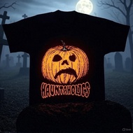 SARA Casual T Shirt Streetwear Halloween Haunted Mound Y2K Womens Pumpkin Head Graphic Tshi