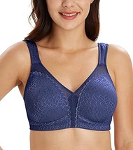 Women's Comfort Full Cup Unpadded Without Underwire Classic Bra (105F, Blue), blue, 46DDD