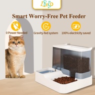 LDECO Cat Food Feeder and Water Dispenser Two-in-One Set Automatic Gravity Large Pet Wateners