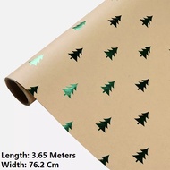 Continuous Roll Kraft Gift Wrapper for Christmas &amp; Any Occasion (Green Christmas Tree) Hot Stamping