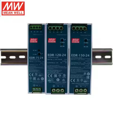 MEAN WELL EDR-75 EDR-120 EDR-150 75W 120W 150W DIN Rail Switching Power Supply 110V/220V AC to 12V 2