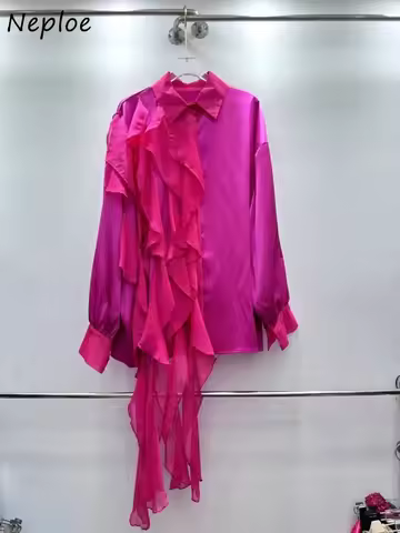 Neploe Age Reduction Designed Premium Crop Top Minority Ruffles 2026 New French Style Blusas Unique 