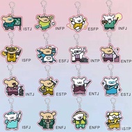 钥匙圈 包挂件 情侣挂饰 卡通线条小狗MBTI人格马尔济斯亚克力钥匙扣闺蜜可爱挂件书包情侣 key ring