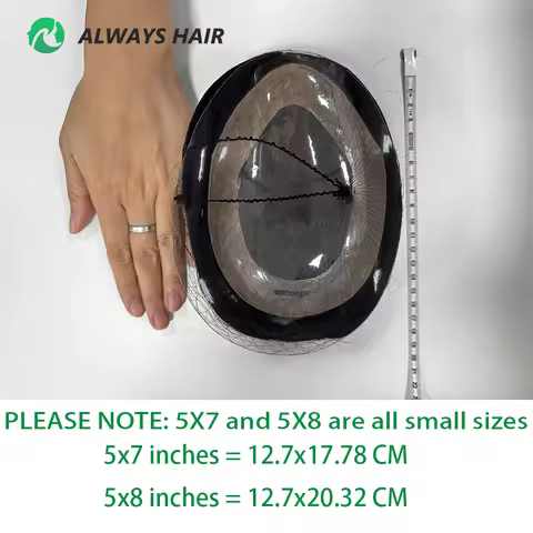 Alwayshair Fine Mono Men Short Toupee 5” Indian Hair Men’s Capillary Prosthesis Monofilament 120 130